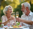 Couple mature célébrant leur 14e anniversaire en plein air