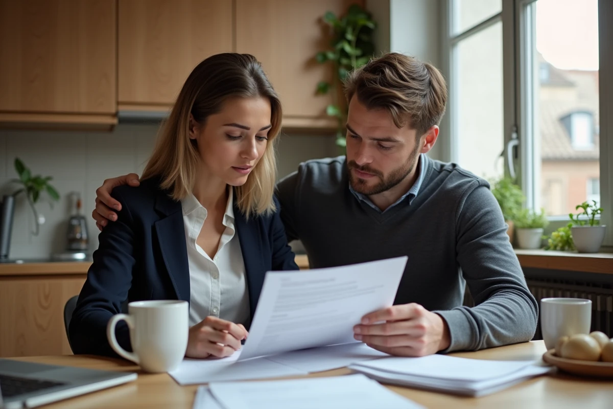 Couple travaillant ensemble à la maison, compagnon soutenant une femme dans sa carrière professionnelle exigeante