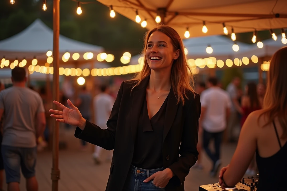 Femme DJ souriante lors d