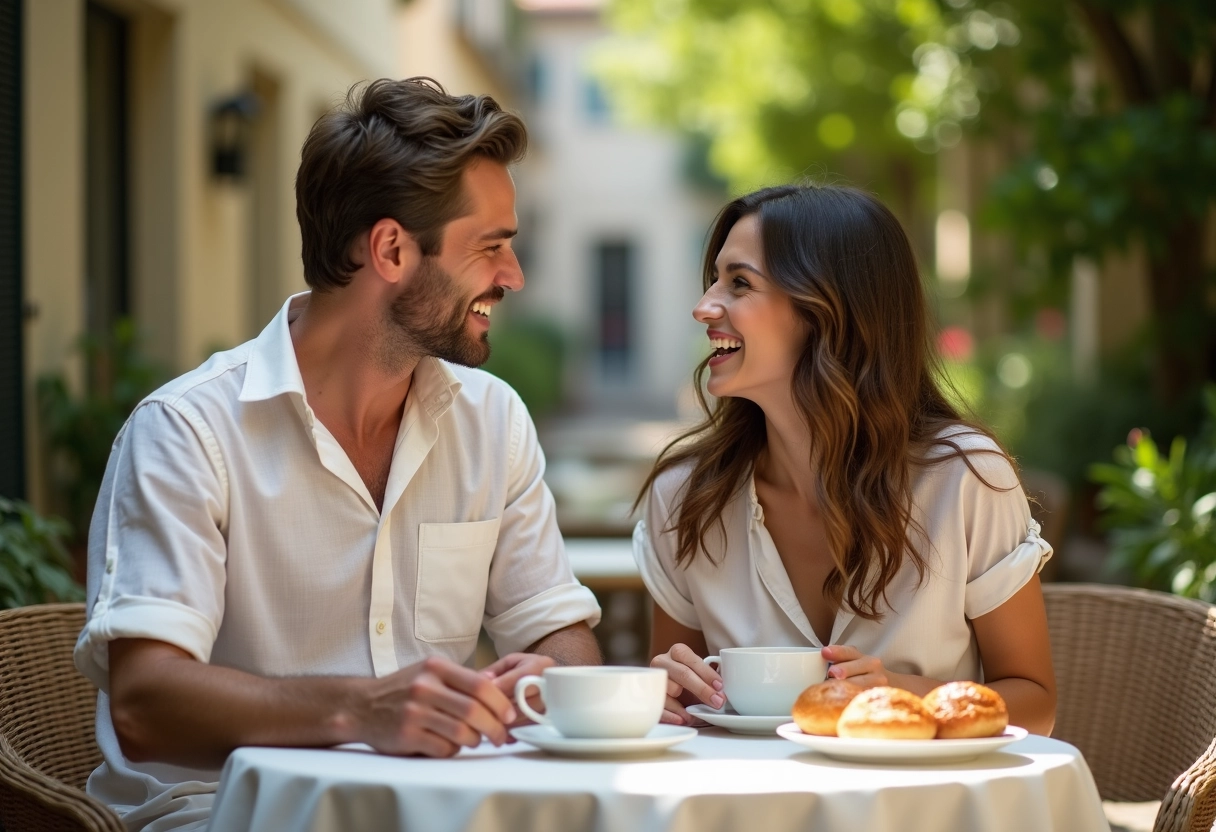 Jeunes mariés riant lors d